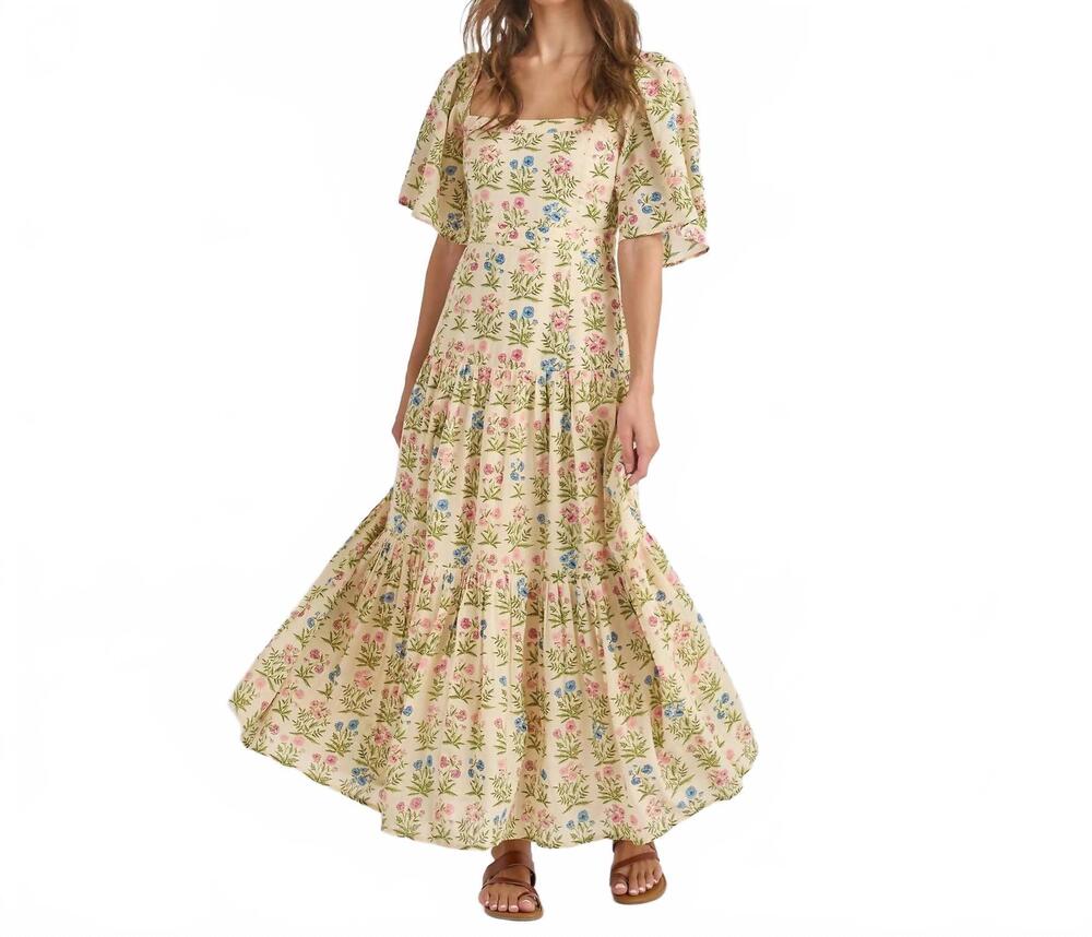NEW PINK CHICKEN marilyn bell sleeve dress in leafy floral